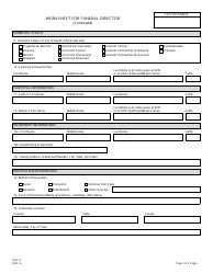 Form REG-51 Worksheet for Funeral Director - New Jersey, Page 2