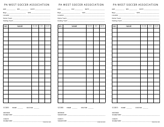 Document preview: Soccer Lineup Template - Pa West Soccer Association