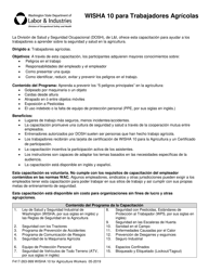 Document preview: Formulario F417-263-999 Wisha 10 Para Trabajadores Agricolas Informacion De Inscripcion - Washington (Spanish)