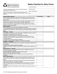 Document preview: Form F417-267-000 Safety Checklist for Dairy Farms - Washington
