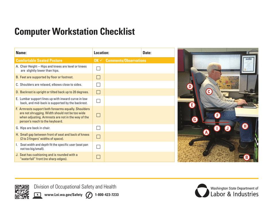 Form F417-274-000 Computer Workstation Checklist - Washington, Page 1