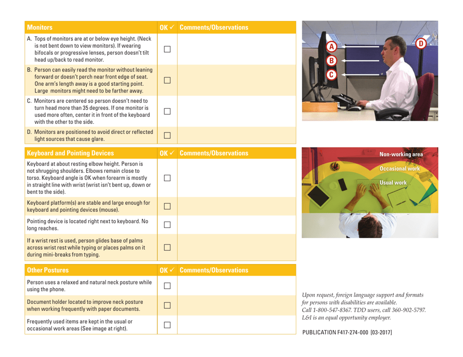 Form F417-274-000 Computer Workstation Checklist - Washington, Page 2
