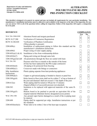 Document preview: Form F622-053-000 Alteration Polybutylene Re-pipe Pre-inspection Checklist - Washington