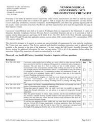 Form F622-072-000 Vendor/Medical Conversion Units Pre-inspection Checklist - Washington