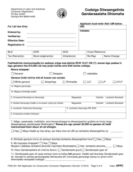 Form F625-001-303 Application for Construction Contractor Registration - Washington (Somali), Page 5