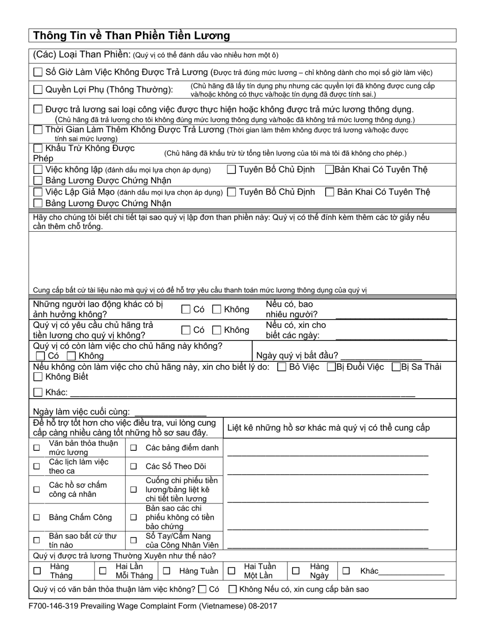 Form F700-146-319 Prevailing Wage Worker Complaint - Washington (Vietnamese), Page 4
