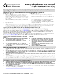 Form F700-148-319 Worker Rights Complaint Form - Washington (Vietnamese)