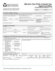 Form F700-148-319 Worker Rights Complaint Form - Washington (Vietnamese), Page 3