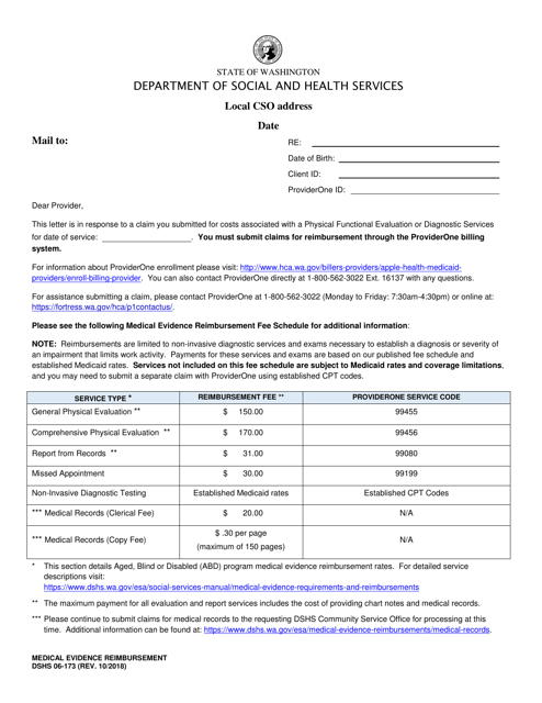 DSHS Form 06-173  Printable Pdf