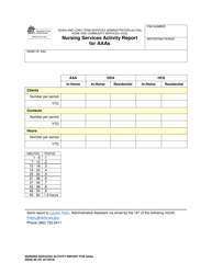 Document preview: DSHS Form 06-181 Nursing Services Activity Report for Aaas - Washington