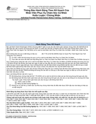 Document preview: DSHS Form 07-097 Individual Provider Planned Action Notice Training / Certification - Washington (Vietnamese)