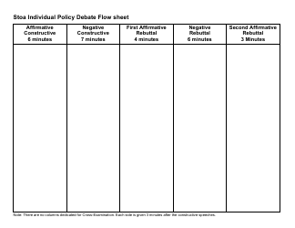Document preview: Stoa Individual Policy Debate Flow Sheet Template