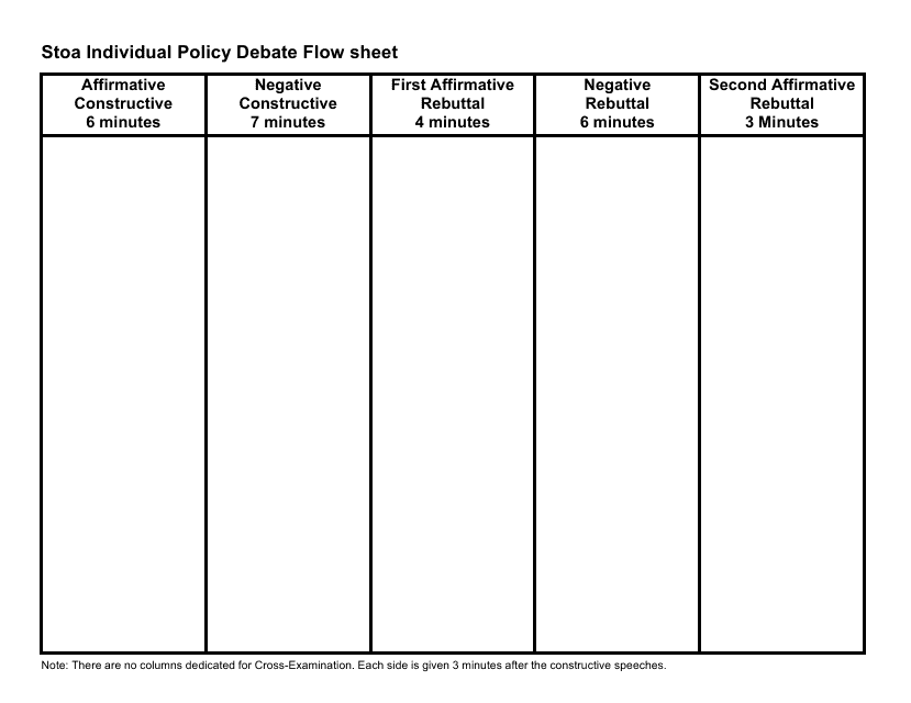 Stoa Individual Policy Debate Flow Sheet Template