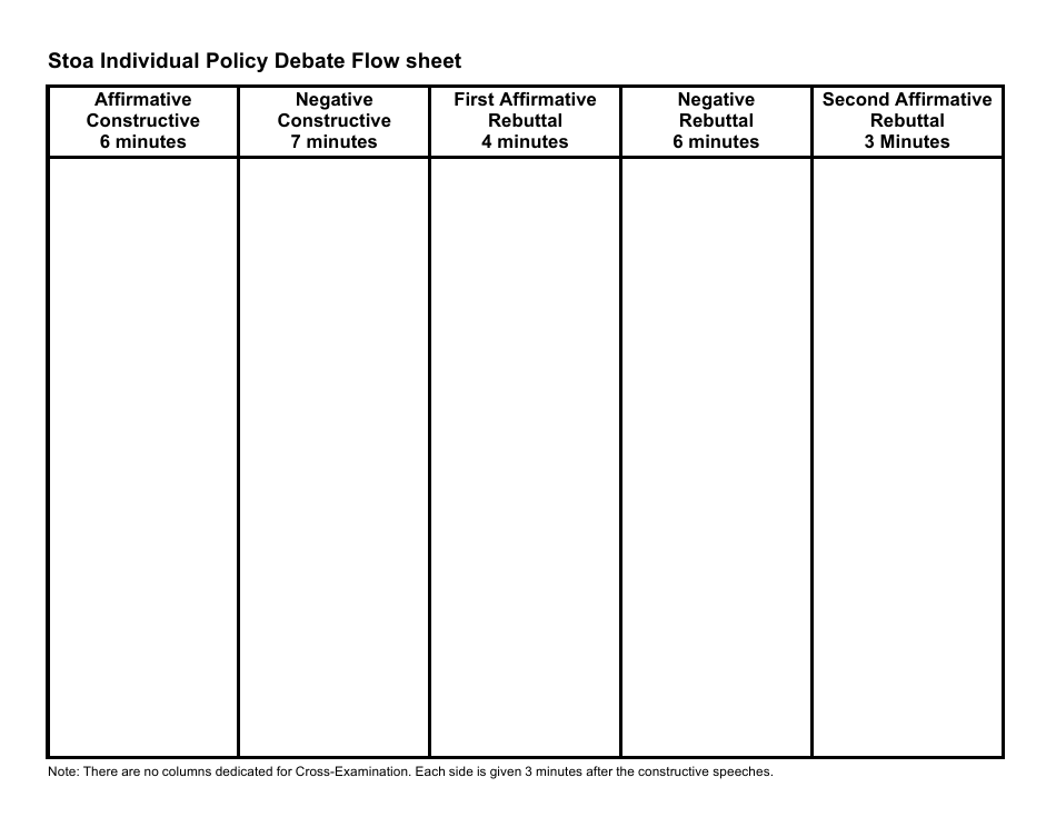Stoa Individual Policy Debate Flow Sheet Template Download Printable