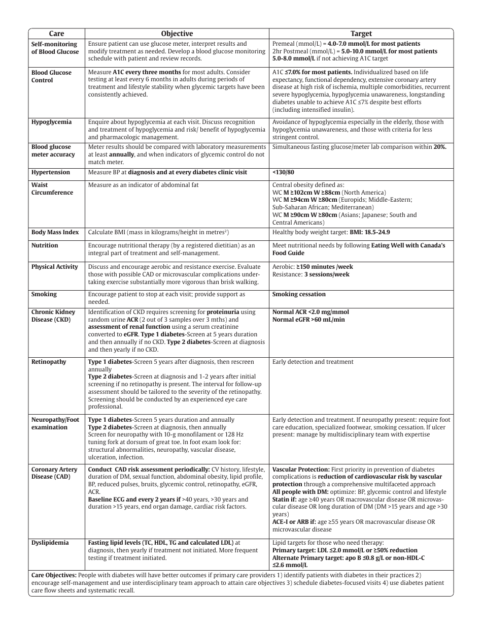 Sample Diabetes Patient Care Flow Sheet for Adults Download Fillable ...