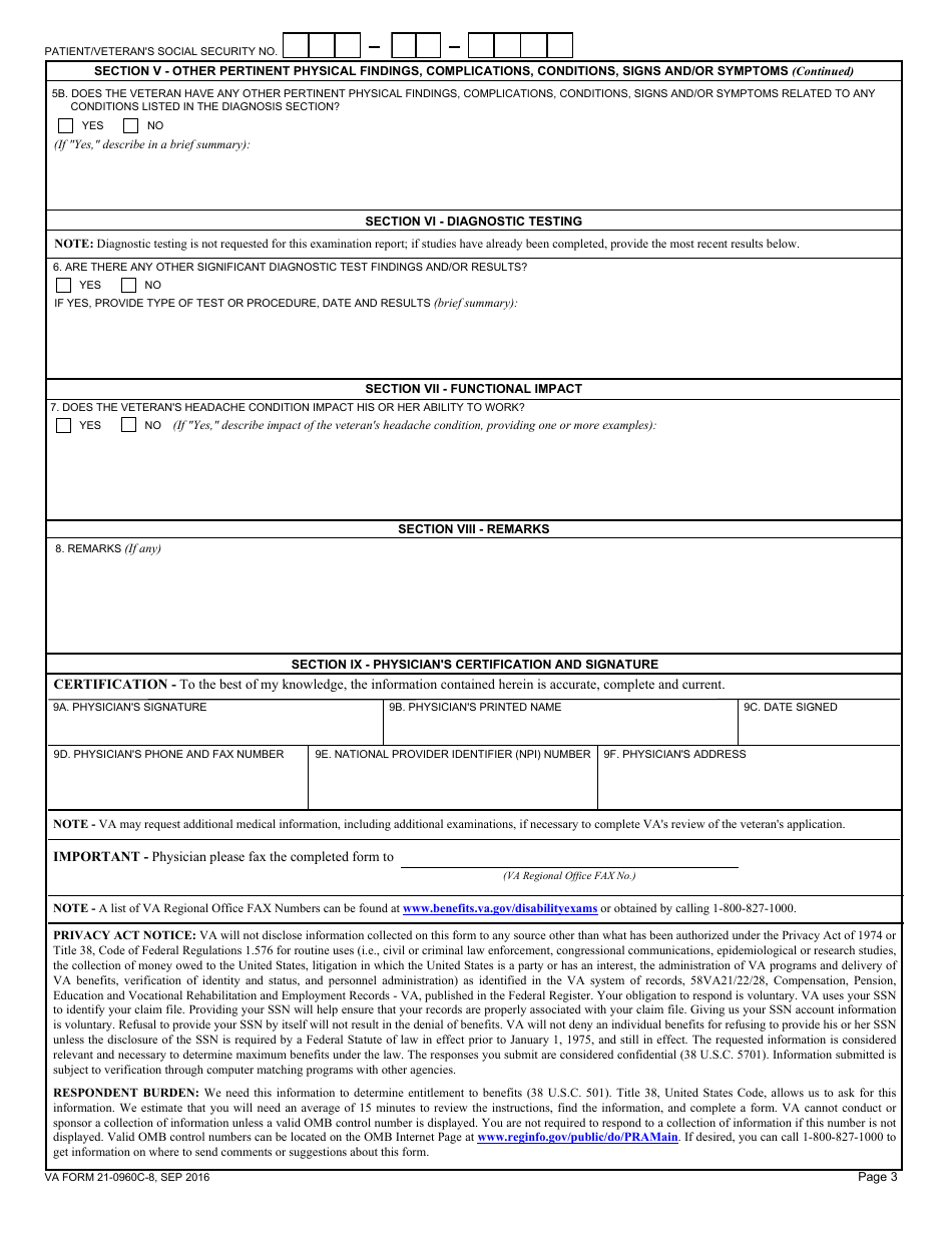 Va Form 21-0960c-8 - Fill Out, Sign Online And Download Fillable Pdf 