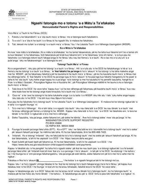 DSHS Form 16-107 TN Noncustodial Parent's Rights and Responsibilities - Washington (Tongan)