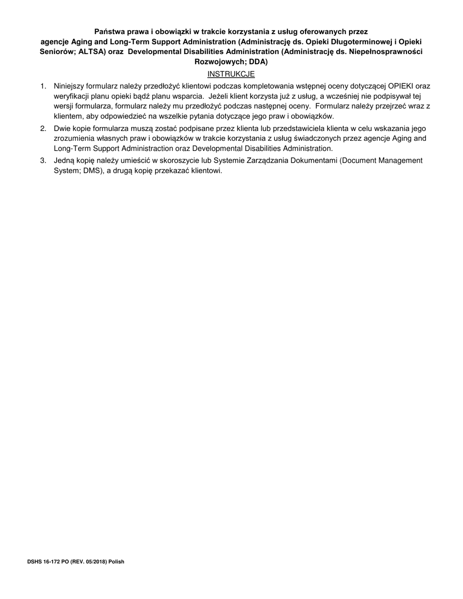 DSHS Form 16-172 Your Rights and Responsibilities When You Receive Services Offered by Aging and Long-Term Support Administration and Developmental Disabilities Administration - Washington (Polish), Page 3