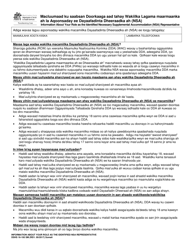 Document preview: DSHS Form 16-195 Information About Your Role as the Identified Necessary Supplemental Accommodation (Nsa) Representative - Washington (Somali)