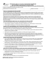 DSHS Formulario 16-195 SP Informacion Sobre Su Rol Como El Representante Identificado Para Facilidades Suplementarias Necesarias (Nsa) - Washington (Spanish)