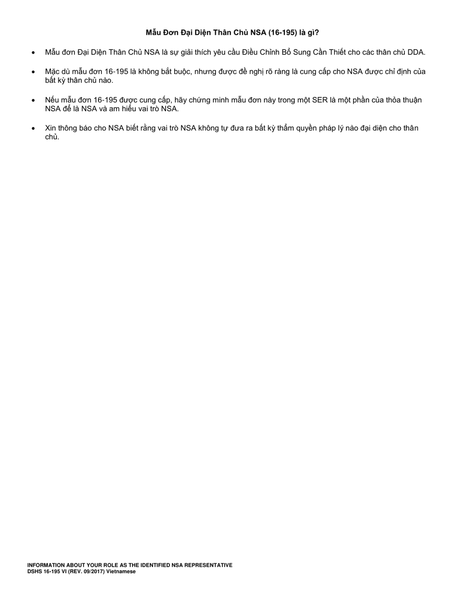 DSHS Form 16-195 Information About Your Role as the Identified Necessary Supplemental Accommodation (Nsa) Representative - Washington (Vietnamese), Page 3
