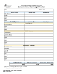 Document preview: DSHS Form 17-257 Companion Home Client Budget Worksheet - Washington