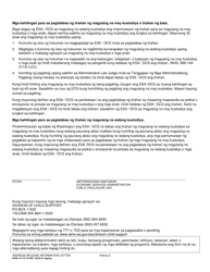 DSHS Form 18-176 Address Release Information Letter - Washington (Tagalog), Page 2