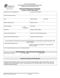 DSHS Form 18-484 Automatic Payment Authorization - Washington (Indonesian (Bahasa Indonesia)), Page 2