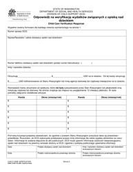 DSHS Form 18-607 PO Child Care Verification - Washington (Polish), Page 2