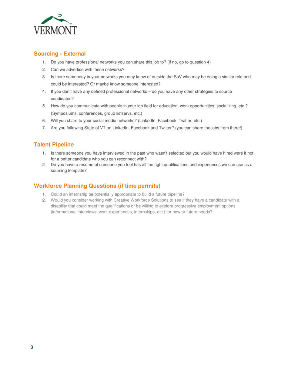 Recruitment Strategy Call Form - Vermont, Page 3