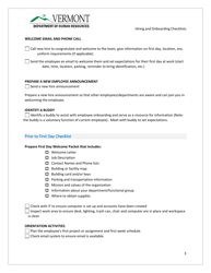 Supervisor&#039;s Hiring and Onboarding Checklist - Vermont, Page 3