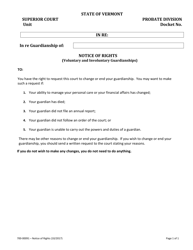 Document preview: Form 700-00091 Notice of Rights (Voluntary and Involuntary Guardianships) - Vermont