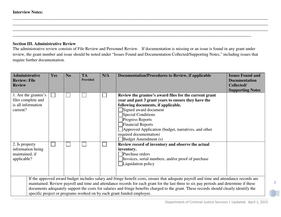 Victims Services Grant Programs Monitoring Tool - Virginia, Page 3
