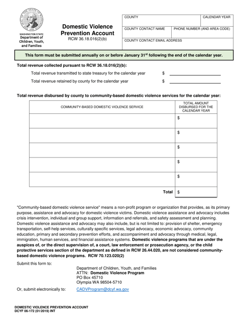DCYF Form 06-172  Printable Pdf