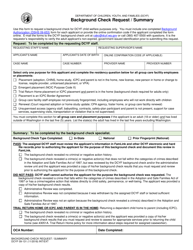 Document preview: DCYF Form 09-131 Background Check Request / Summary - Washington