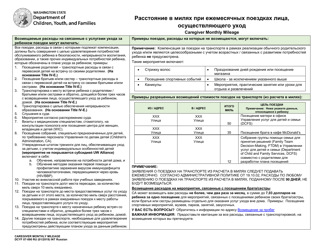 Document preview: DCYF Form 07-090 Caregiver Monthly Mileage - Washington (Russian)