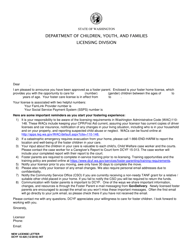 Document preview: DCYF Form 10-429 New License Letter - Washington