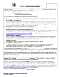 Document preview: DCYF Form 10-454 Dcyf Caregiver Authorization - Washington