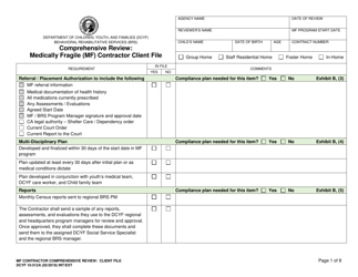 DCYF Form 10-512A Comprehensive Review: Medically Fragile (Mf) Contractor Client File - Washington