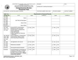 Document preview: DCYF Form 10-514 Comprehensive Review: Personnel Files - Washington
