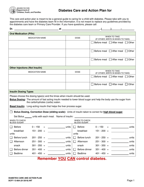 DCYF Form 13-904  Printable Pdf