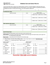 DCYF Form 13-904 Diabetes Care and Action Plan - Washington