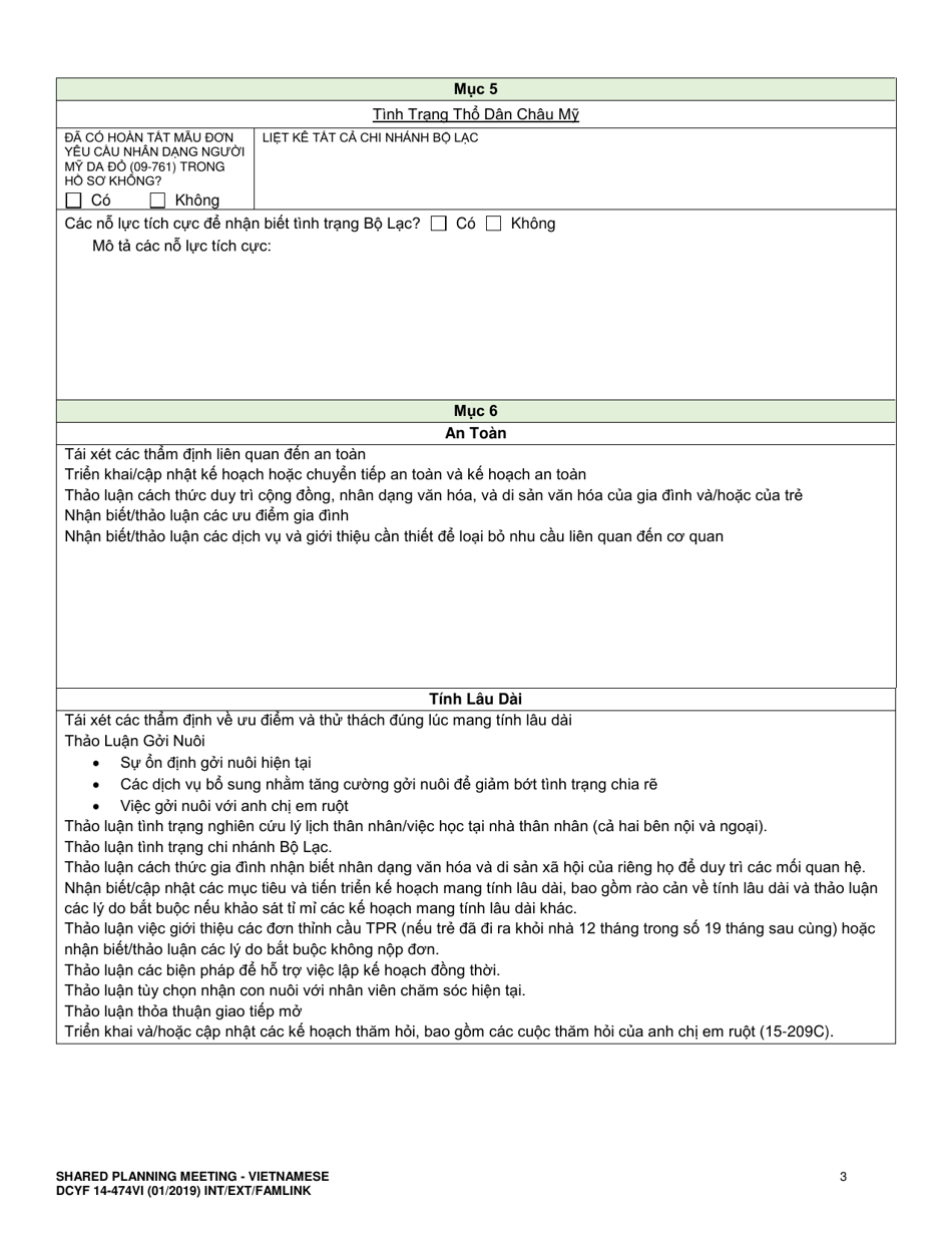 DCYF Form 14-474 Shared Planning Meeting - Washington (Vietnamese), Page 3