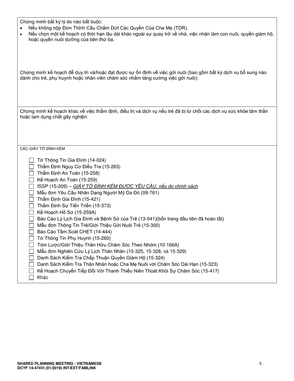 DCYF Form 14-474 Shared Planning Meeting - Washington (Vietnamese), Page 5