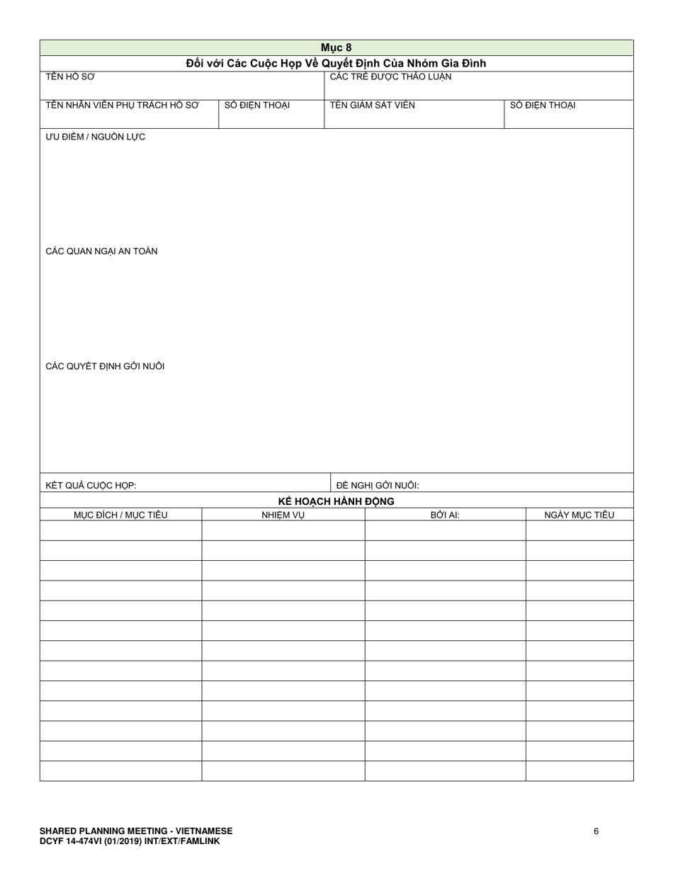 DCYF Form 14-474 Shared Planning Meeting - Washington (Vietnamese), Page 6
