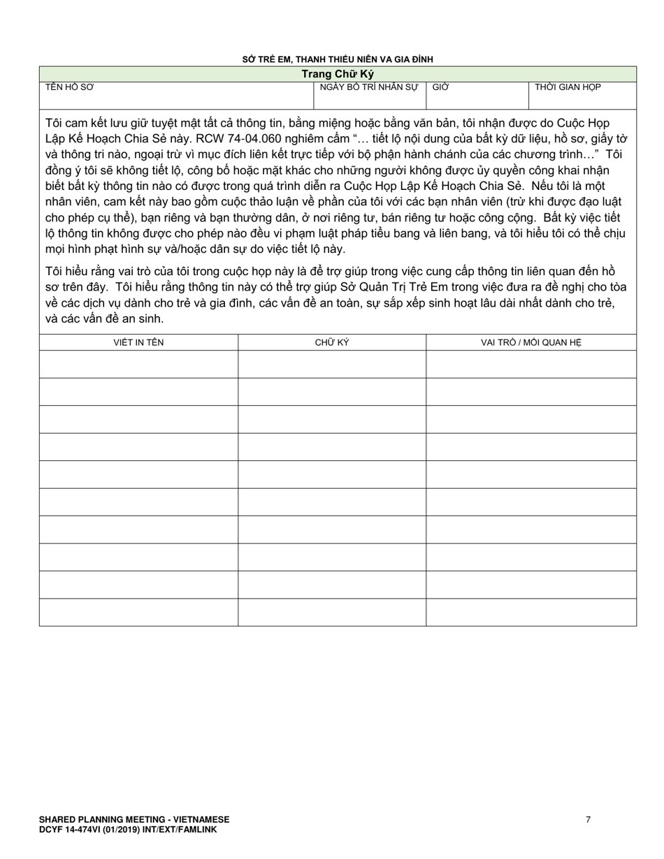 DCYF Form 14-474 Shared Planning Meeting - Washington (Vietnamese), Page 7