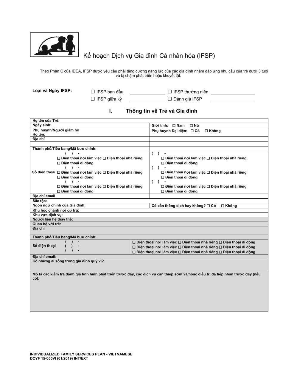 DCYF Form 15-055 Individualized Family Service Plan (Ifsp) - Washington (Vietnamese), Page 1
