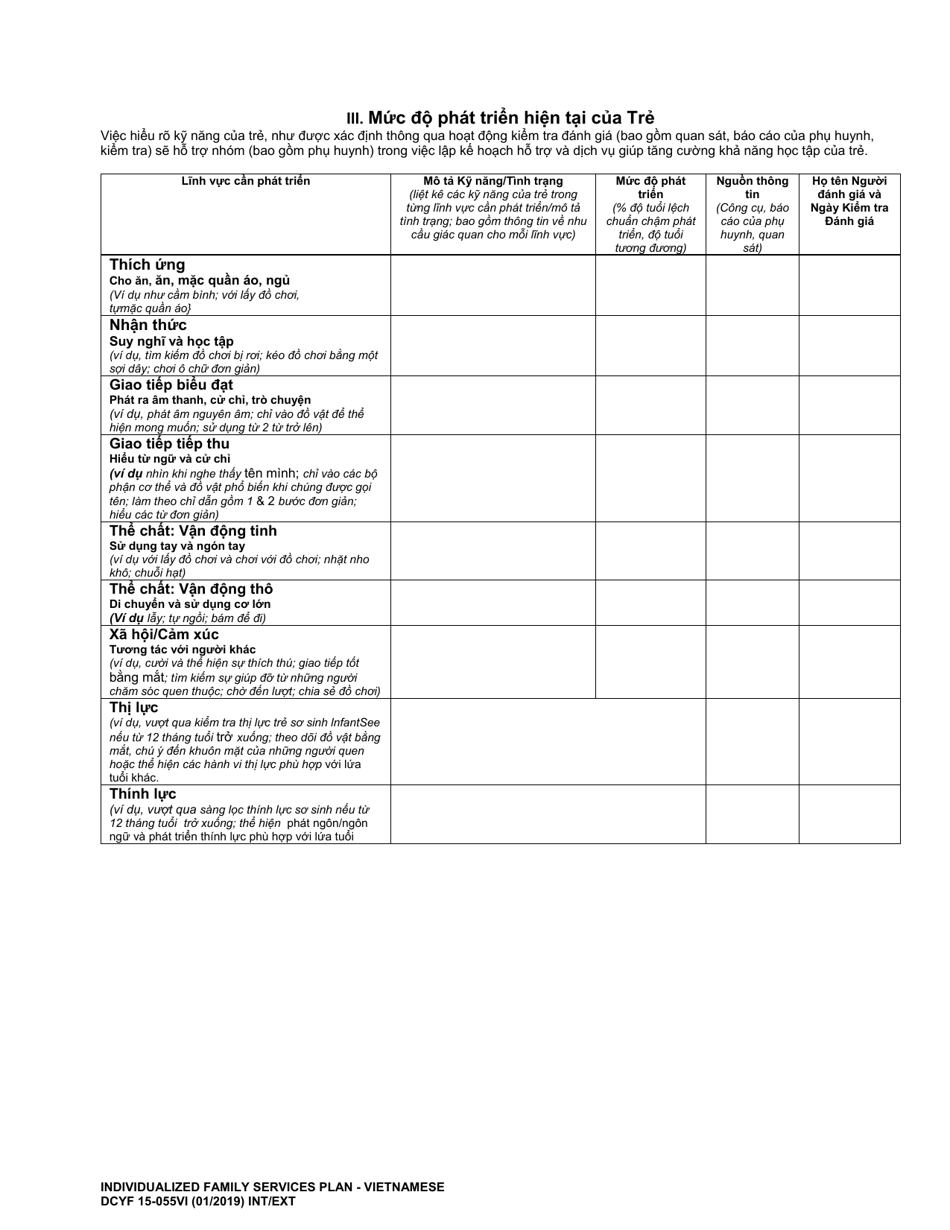 DCYF Form 15-055 Individualized Family Service Plan (Ifsp) - Washington (Vietnamese), Page 6