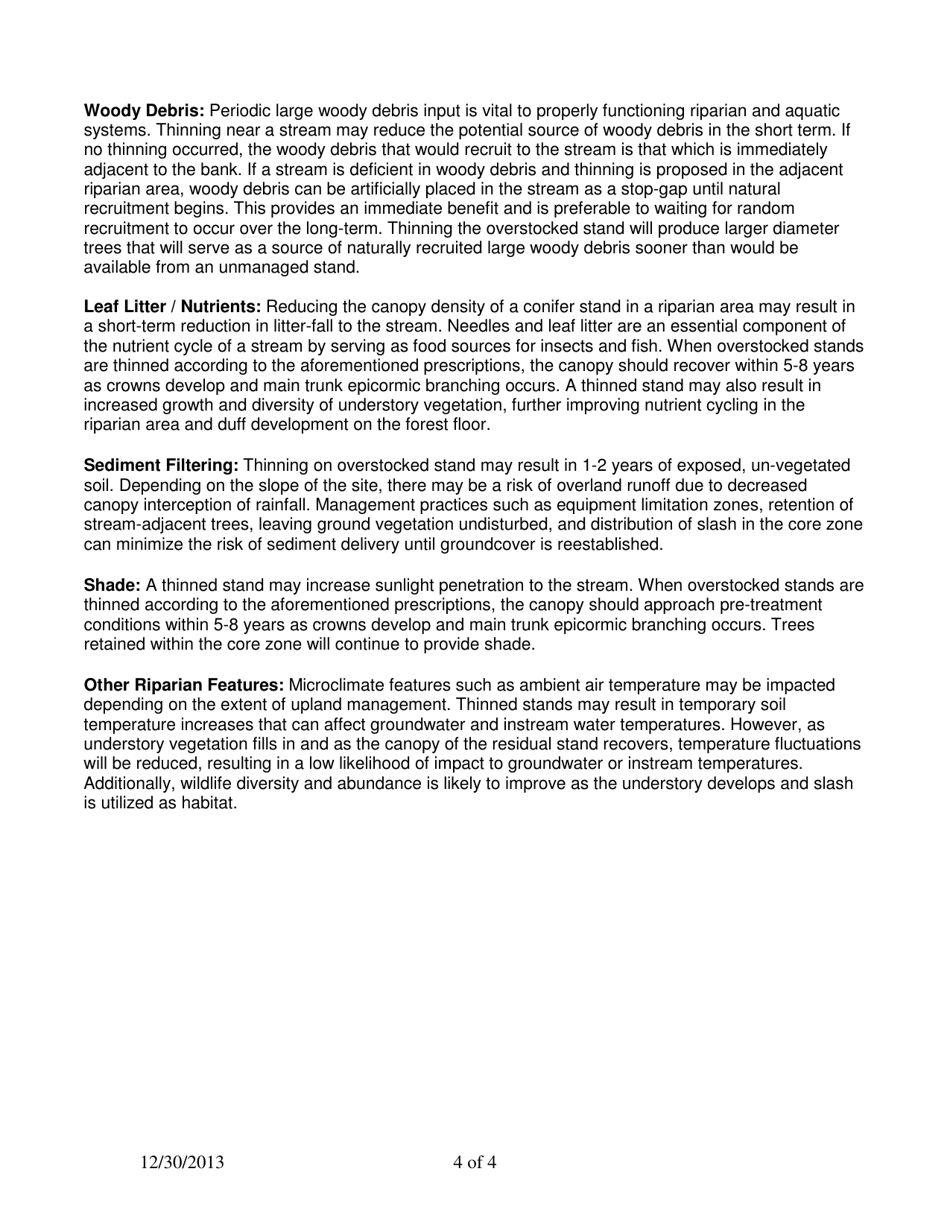 Overstocked Stand Template for Type S  F Waters for Small Forest Landowners - Western Washington, Washington, Page 4