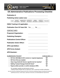 Document preview: DA Administrative Publications Processing Checklist